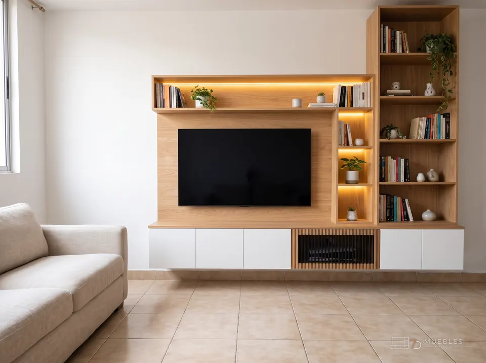 Mueble de entretenimiento de pared completa en Bucaramanga